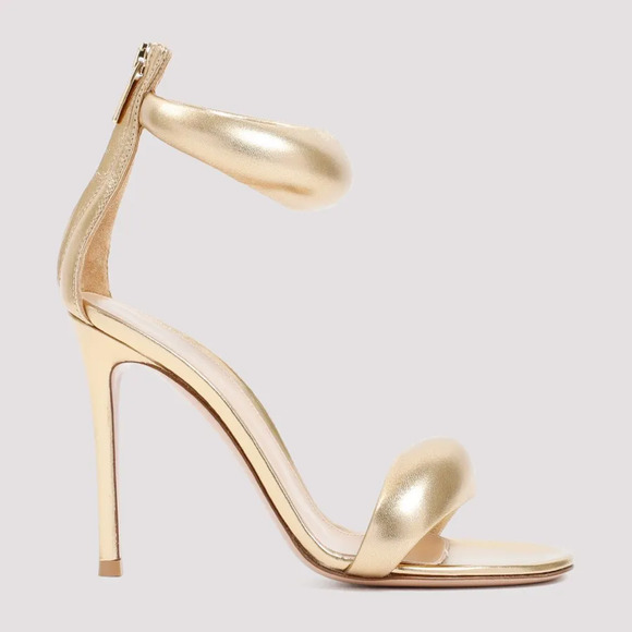 Gianvito Rossi Bijoux 100mm Leather Stilettos Heel Sandals Mekong Gold Womens 36 - Picture 1 of 9